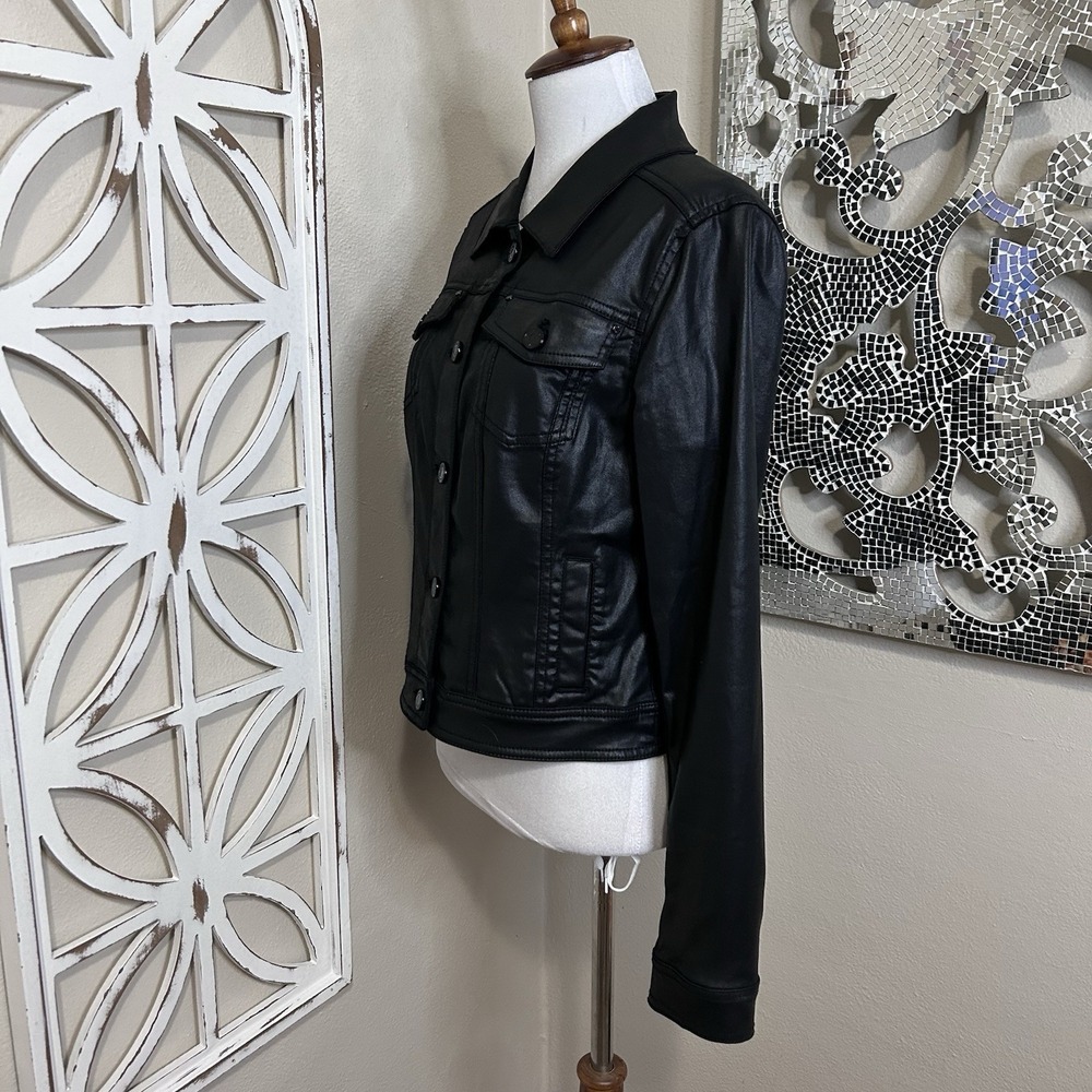 White House Black Market SIZE 10 Stretch Moto Jacket Goth Grunge - Picture 4 of 6